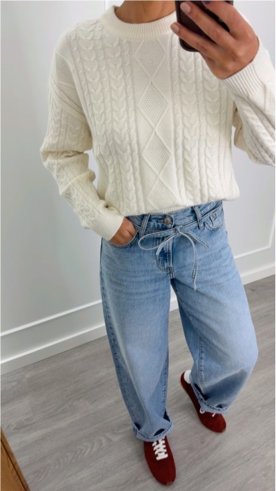 JERSEY PUNTO SUAVE CUELLO REDONDO OCHOS, BEIGE, CAMEL Y GRIS OSCURO 2