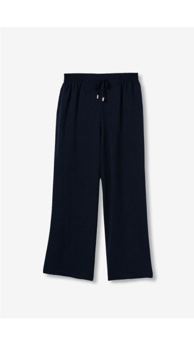 pantalón fluído negro y azul marino con goma en cintura