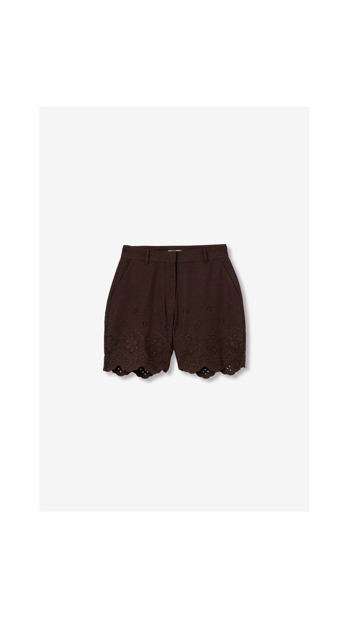 Pantalón corto bordado marrón choco