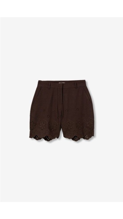 Pantalón corto bordado marrón choco
