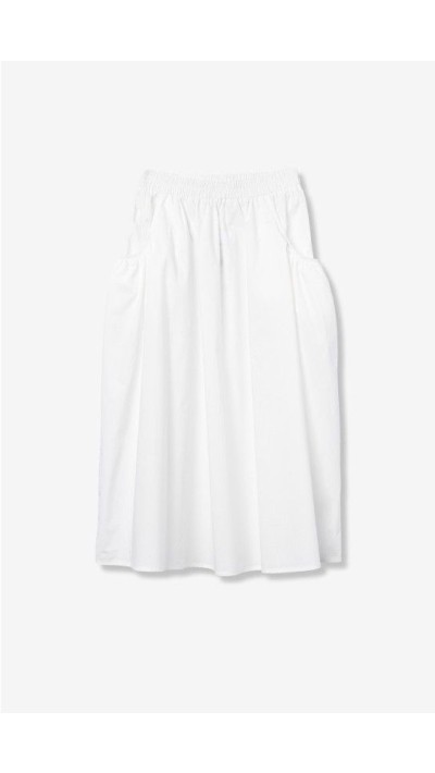 falda midi bolsillo goma en cintura, color blanco
