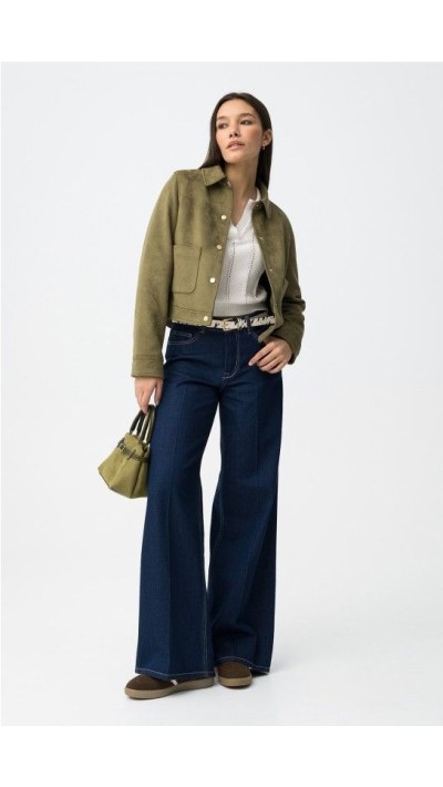 pantalón vaquero fluído tiro medio ancho en pierna