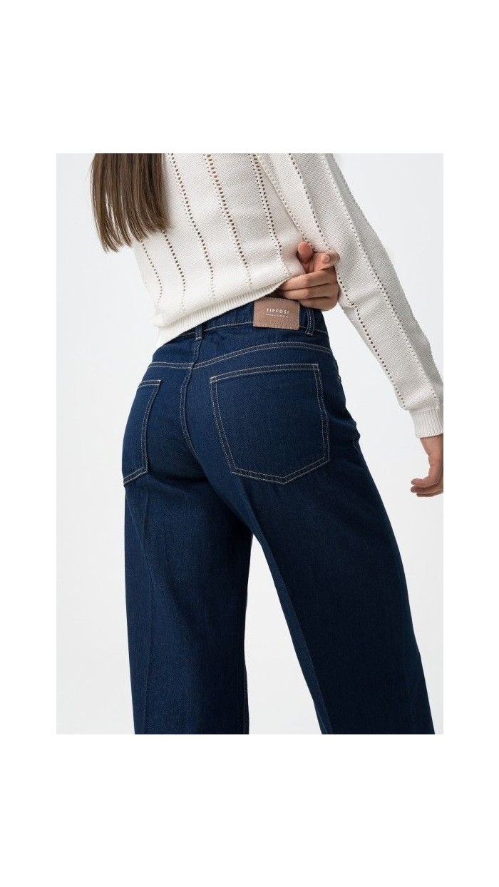 pantalón vaquero fluído tiro medio ancho en pierna
