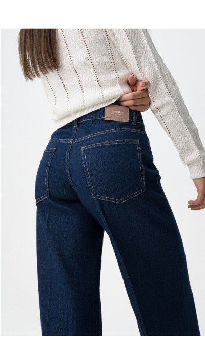 pantalón vaquero fluído tiro medio ancho en pierna