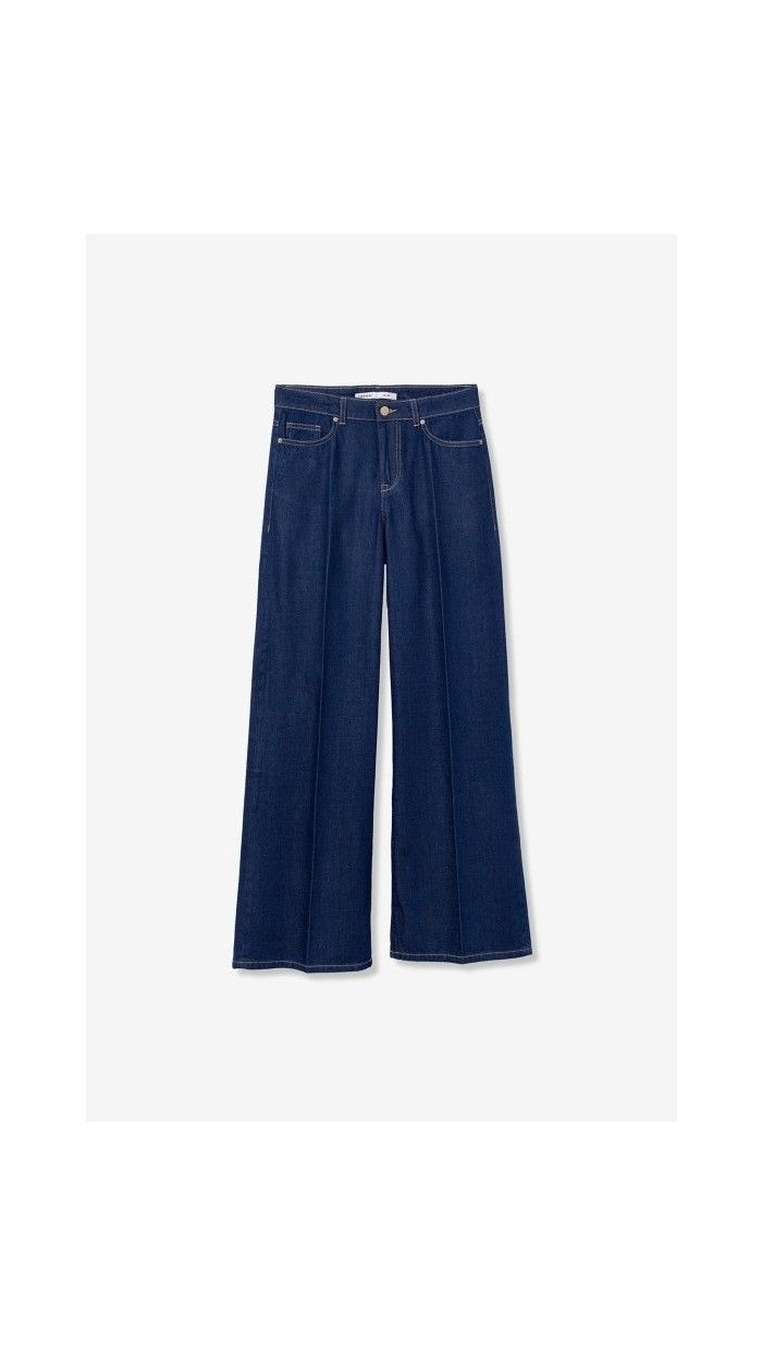 pantalón vaquero fluído tiro medio ancho en pierna