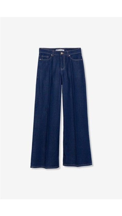 pantalón vaquero fluído tiro medio ancho en pierna