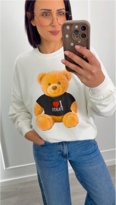sudadera teddy blanco, negro y gris