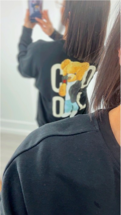 sudadera teddy blanco, negro y gris