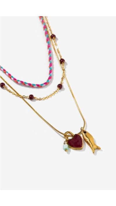 conjunto collares colgantes colores corazón, pez ..