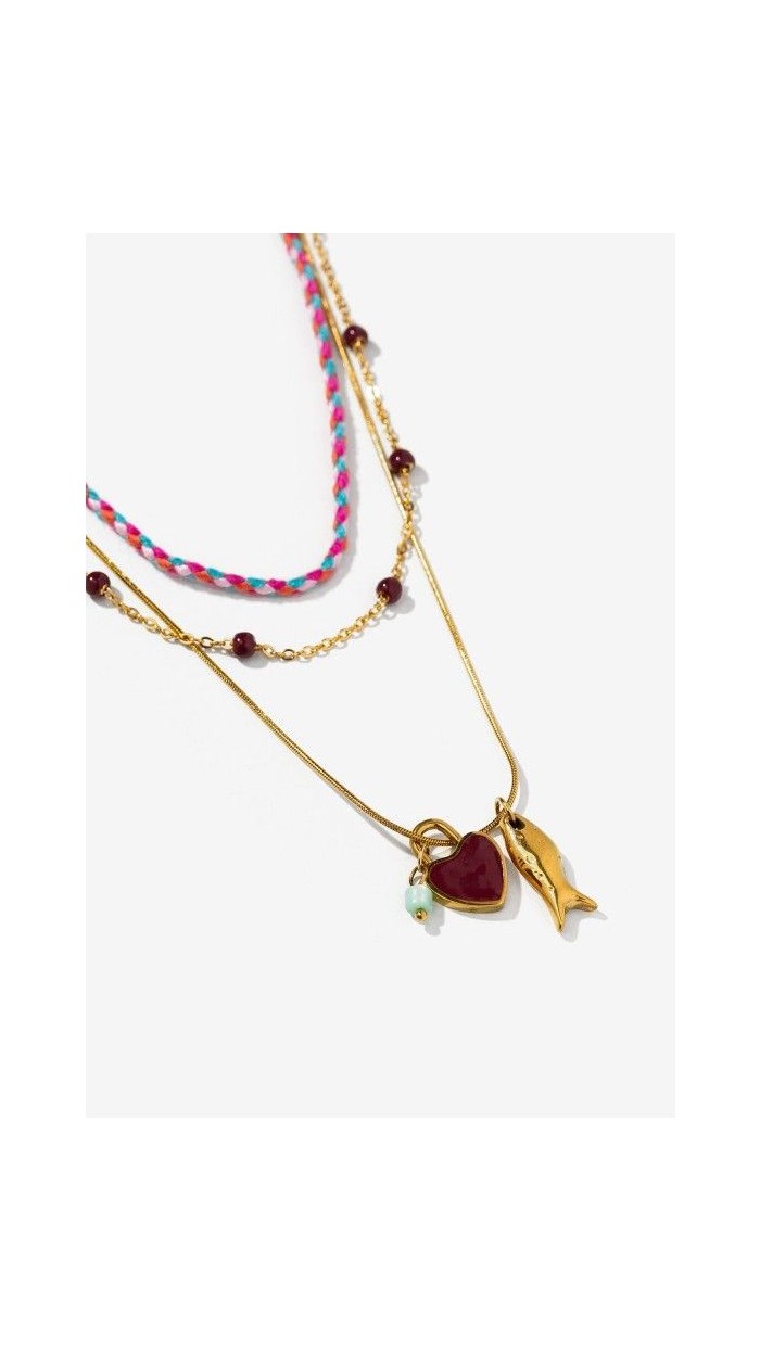 conjunto collares colgantes colores corazón, pez ..