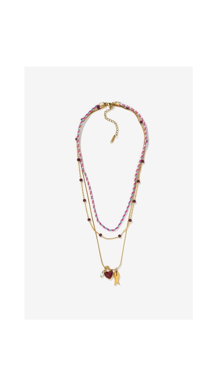 conjunto collares colgantes colores corazón, pez ..