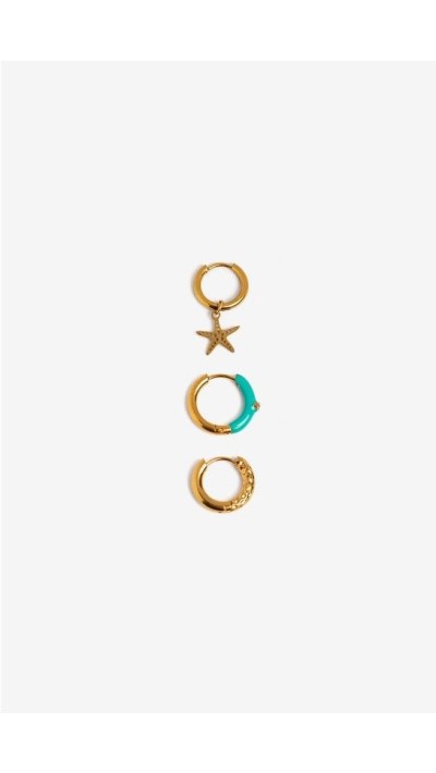 set de tres pendientes colores turquesa 2