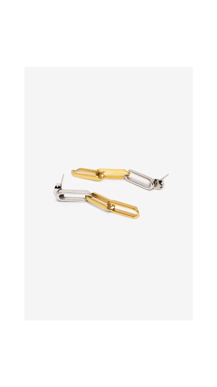 pendiente eslabones dorado plata