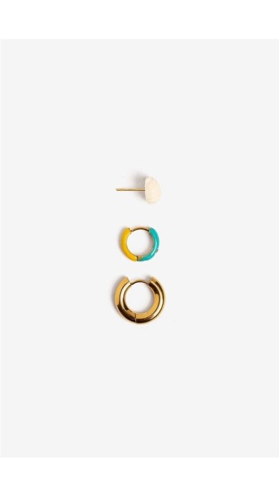 set tres pendientes dorados