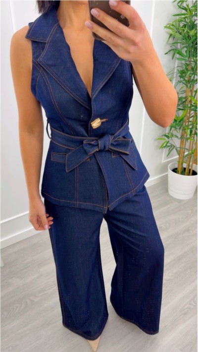 pantalon fluído azul marino