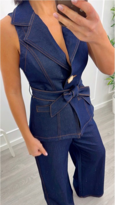 pantalon fluído azul marino