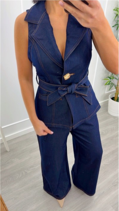 chaleco entallado cinto detalle botones 2