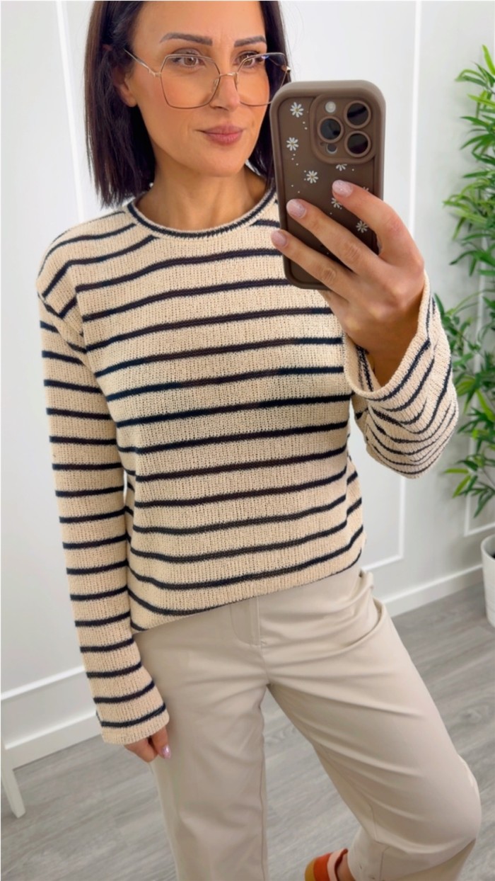 jersey camel y azul marino