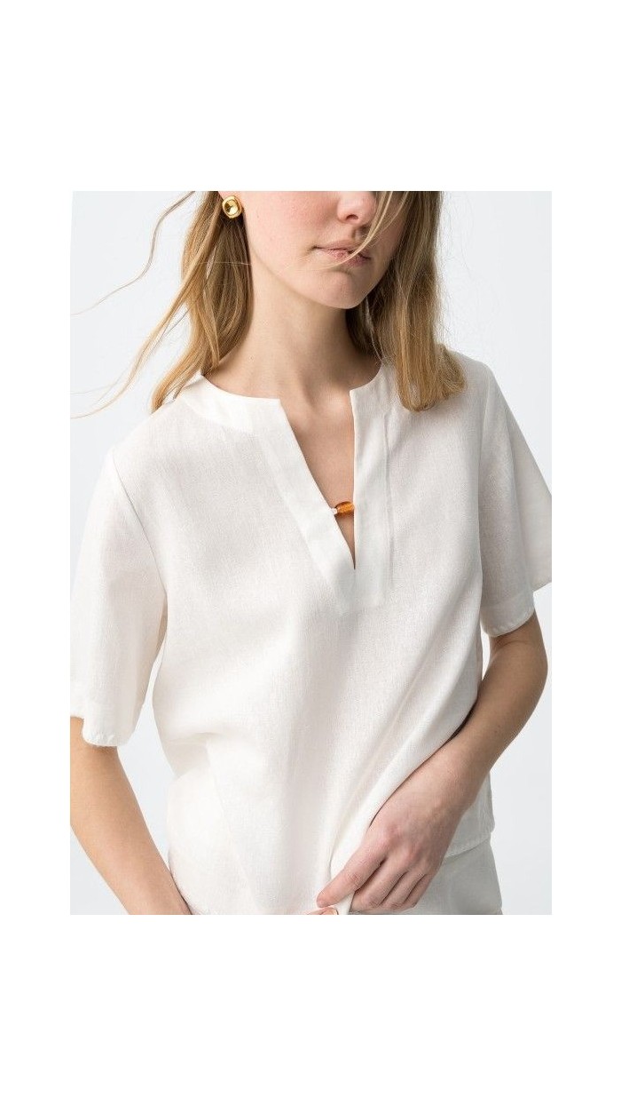 blusa lino y algodón blanco