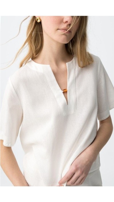 blusa lino y algodón blanco