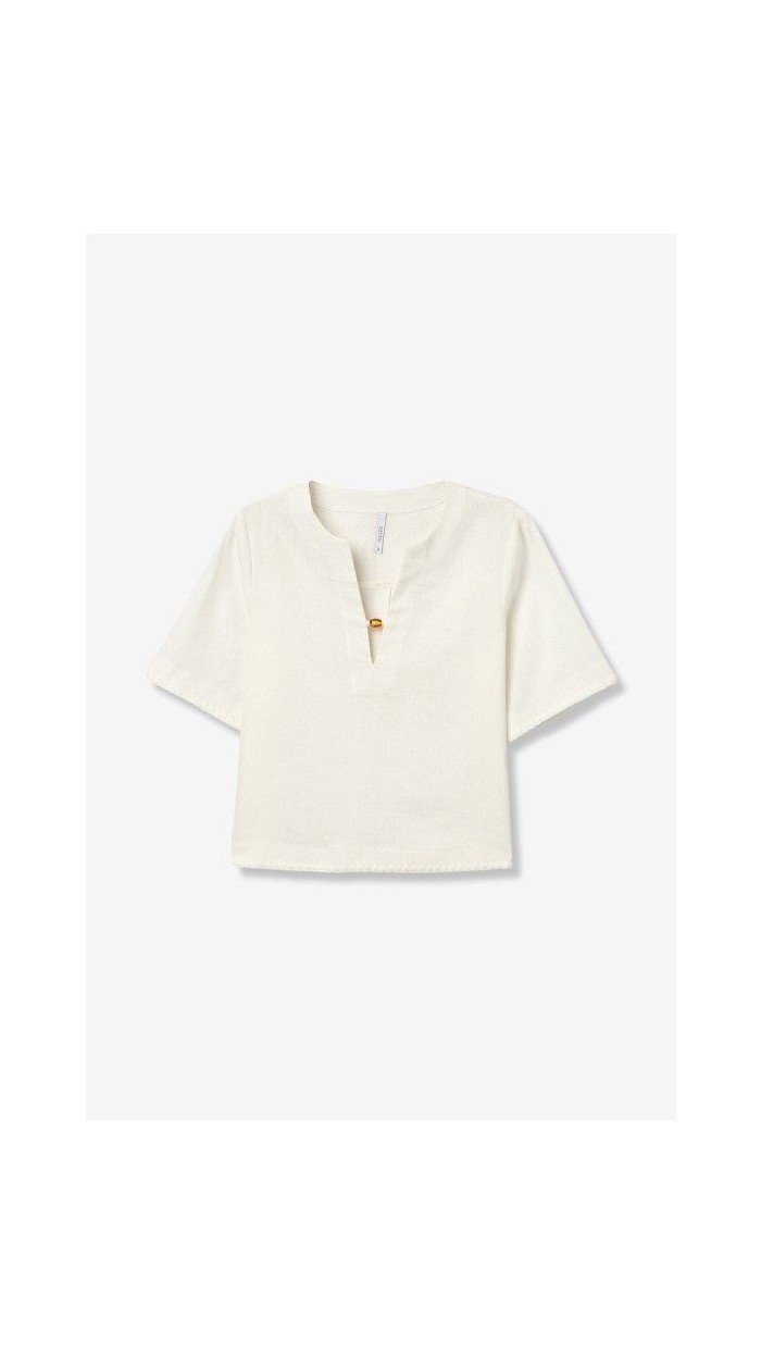 blusa lino y algodón blanco