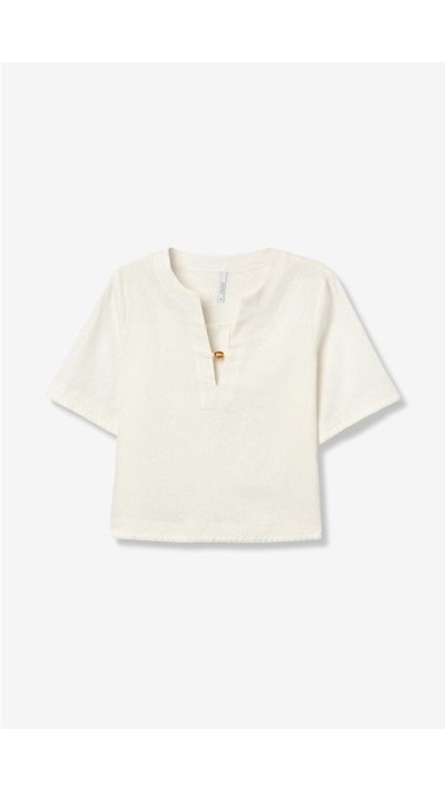 blusa lino y algodón blanco