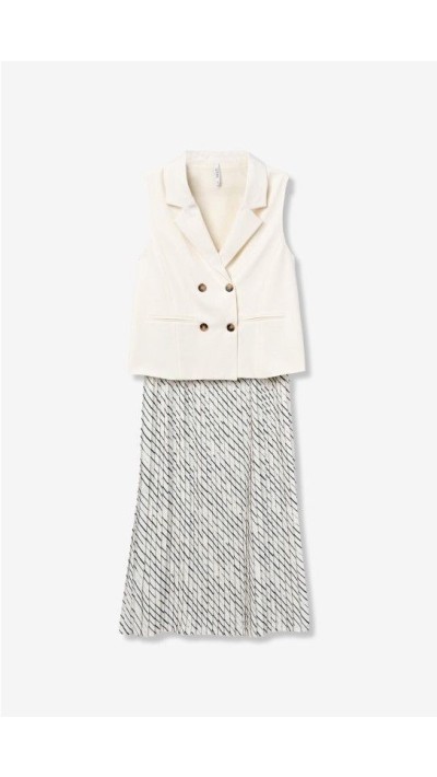 vestido chaleco unido blanco y negro flada plisada 2