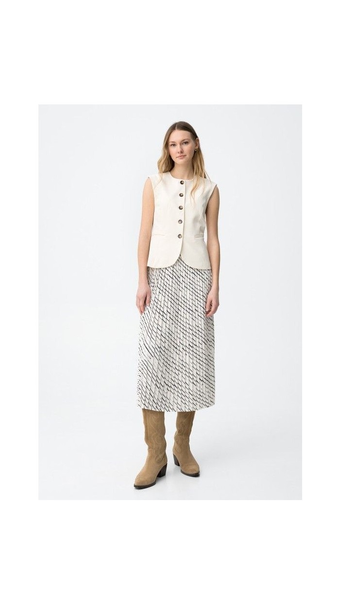 vestido chaleco unido blanco y negro flada plisada