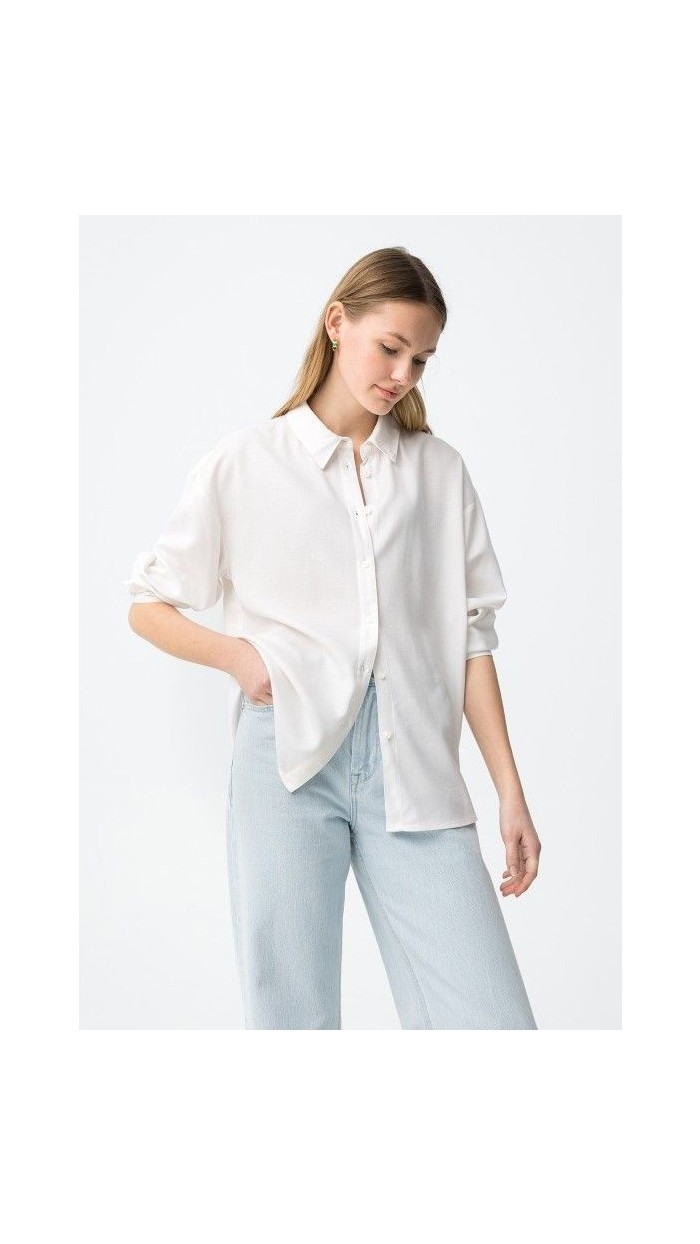 camisa fluída rayas y lisa, tejido suave