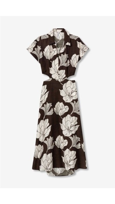 vestido marrón estampado flores