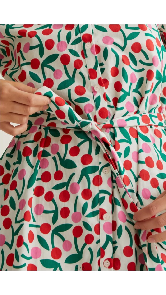 vestido corto cerezas camisero