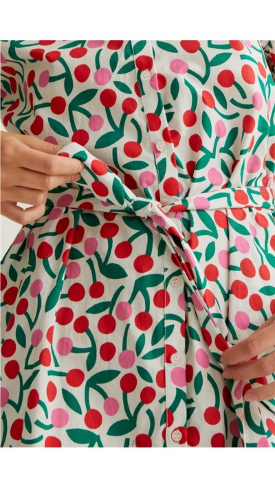 vestido corto cerezas camisero