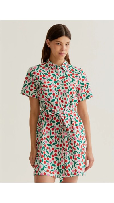 vestido corto cerezas camisero