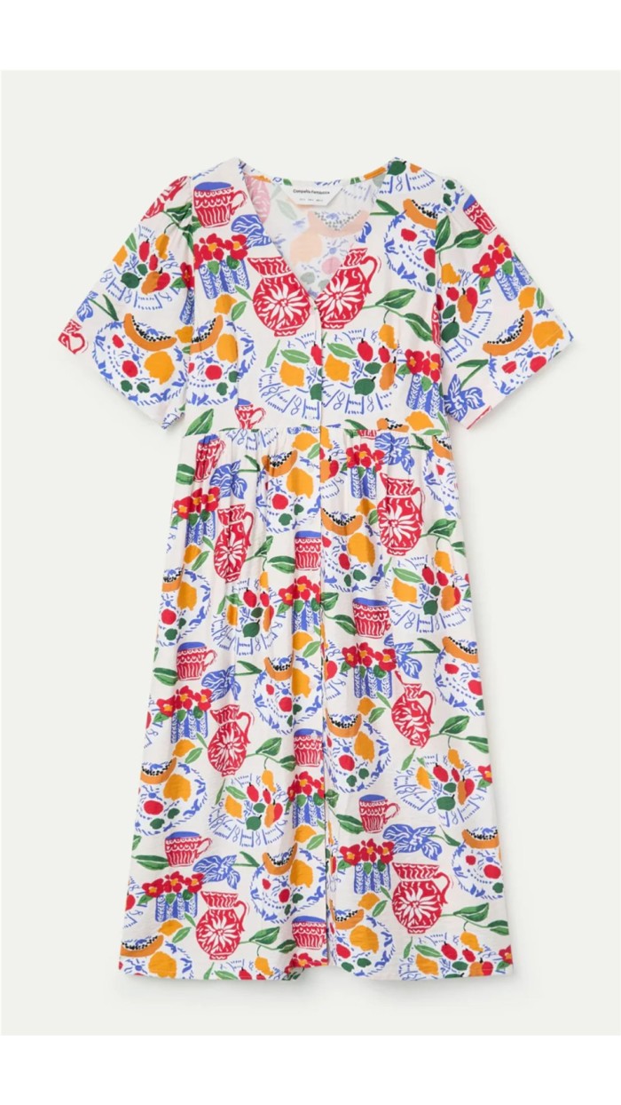 vestido midi estampado fondo blanco