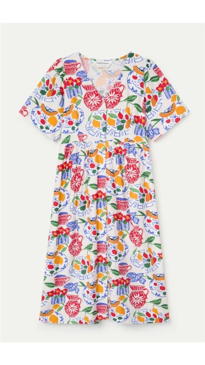 vestido midi estampado fondo blanco