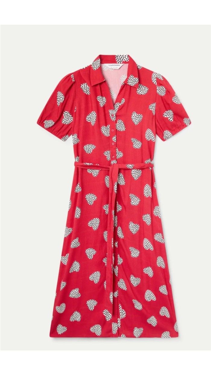 vestido midi estampado corazones