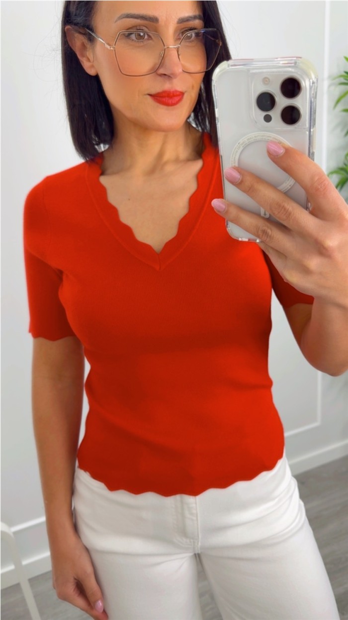 jersey punto finito manga corta detalle de hondas