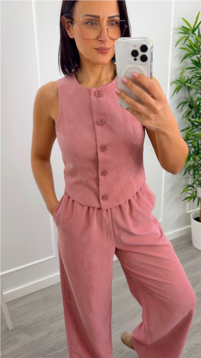 pantalón fluído goma en cintura y bolsillo lateral