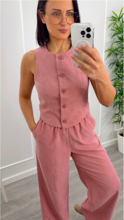 chaleco rosa cuello redondo 2