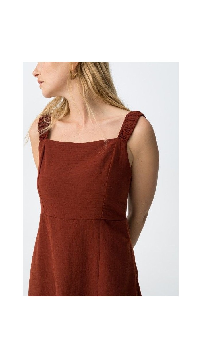 vestido olinda lino escote cuadrado tira ancha