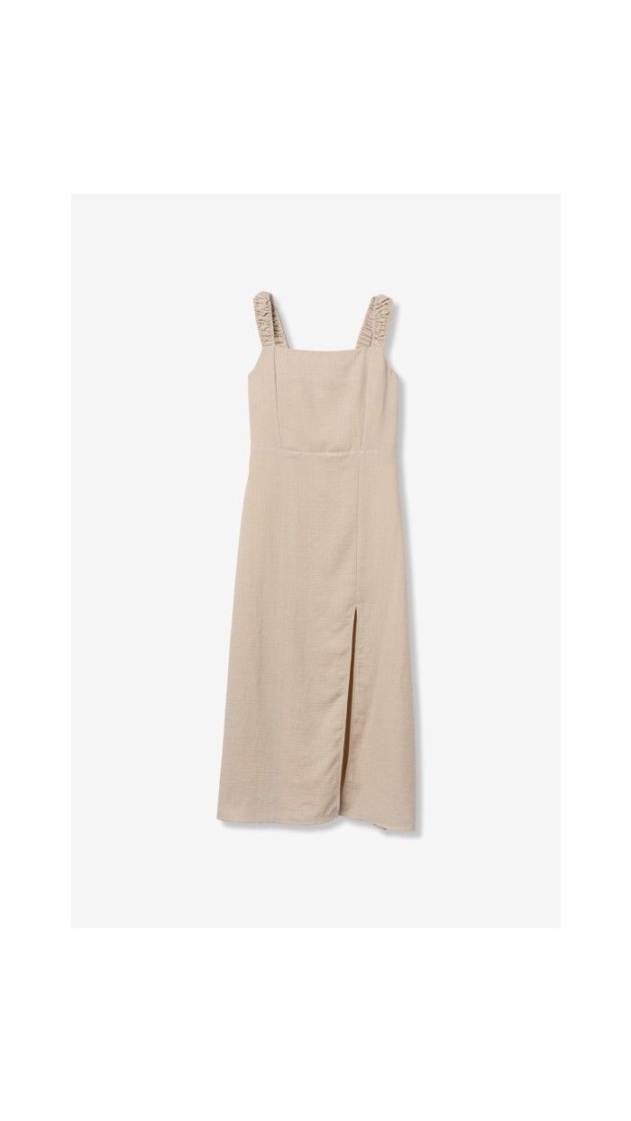 vestido olinda lino escote cuadrado tira ancha