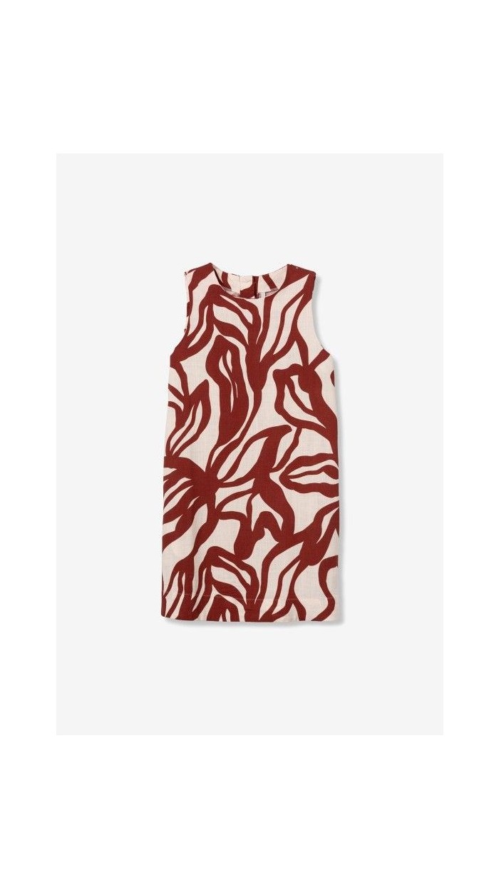 vestido corto con bolsillos laterales cuello redondo