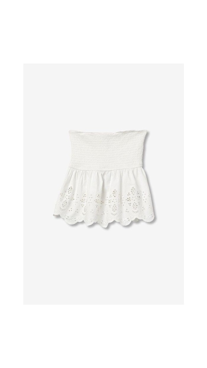 top strad goma en escote palabra de honor bordado