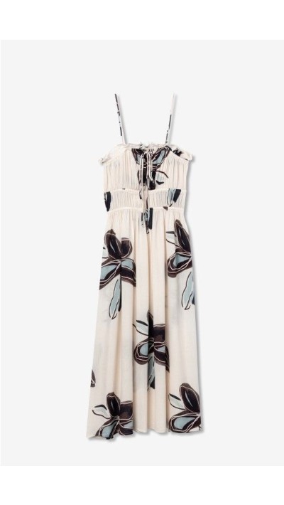 VESTIDO TIRAS FONDO BEIGE FLORES NEGRAS 2