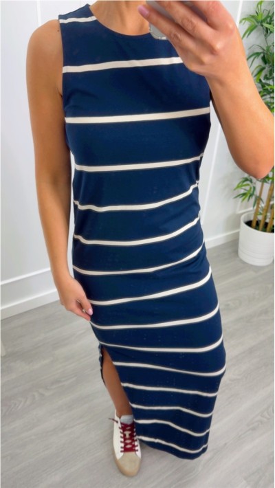 VESTIDO RESTO  ALGODÓN RAYAS FONDO BURDEOS Y AZUL MARINO 2