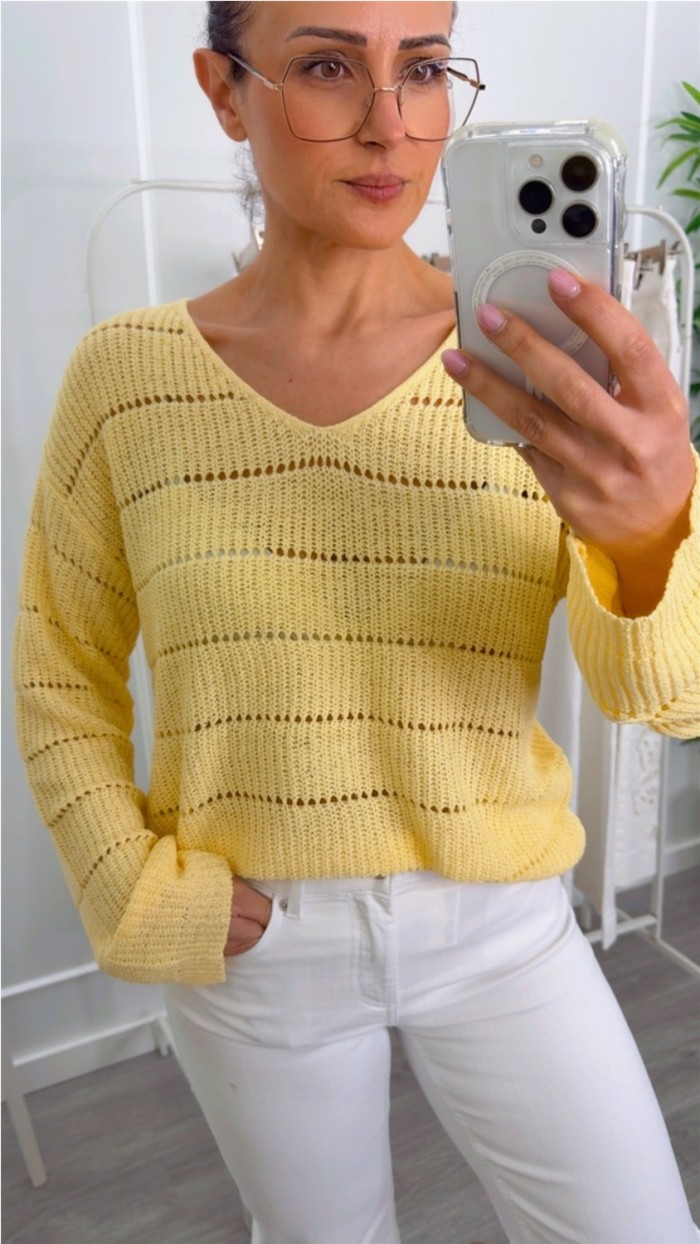 JERSEY PUNTO CALADO CUELLO PICO , ROSA, AMARILLO Y AZUL