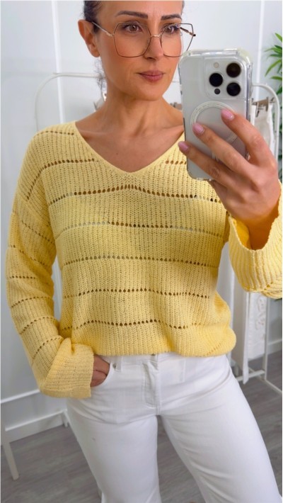 JERSEY PUNTO CALADO CUELLO PICO , ROSA, AMARILLO Y AZUL