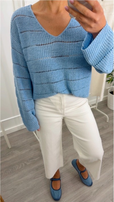 JERSEY PUNTO CALADO CUELLO PICO , ROSA, AMARILLO Y AZUL 2