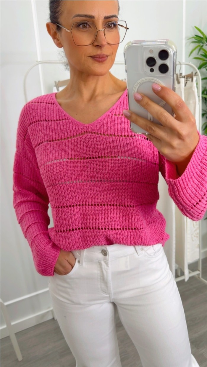 JERSEY PUNTO CALADO CUELLO PICO , ROSA, AMARILLO Y AZUL