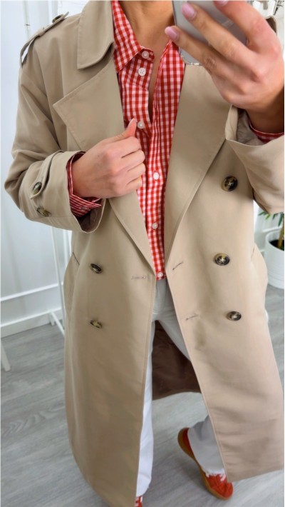 GABARDINA LARGA CAMEL OVERSIZE BOTONES